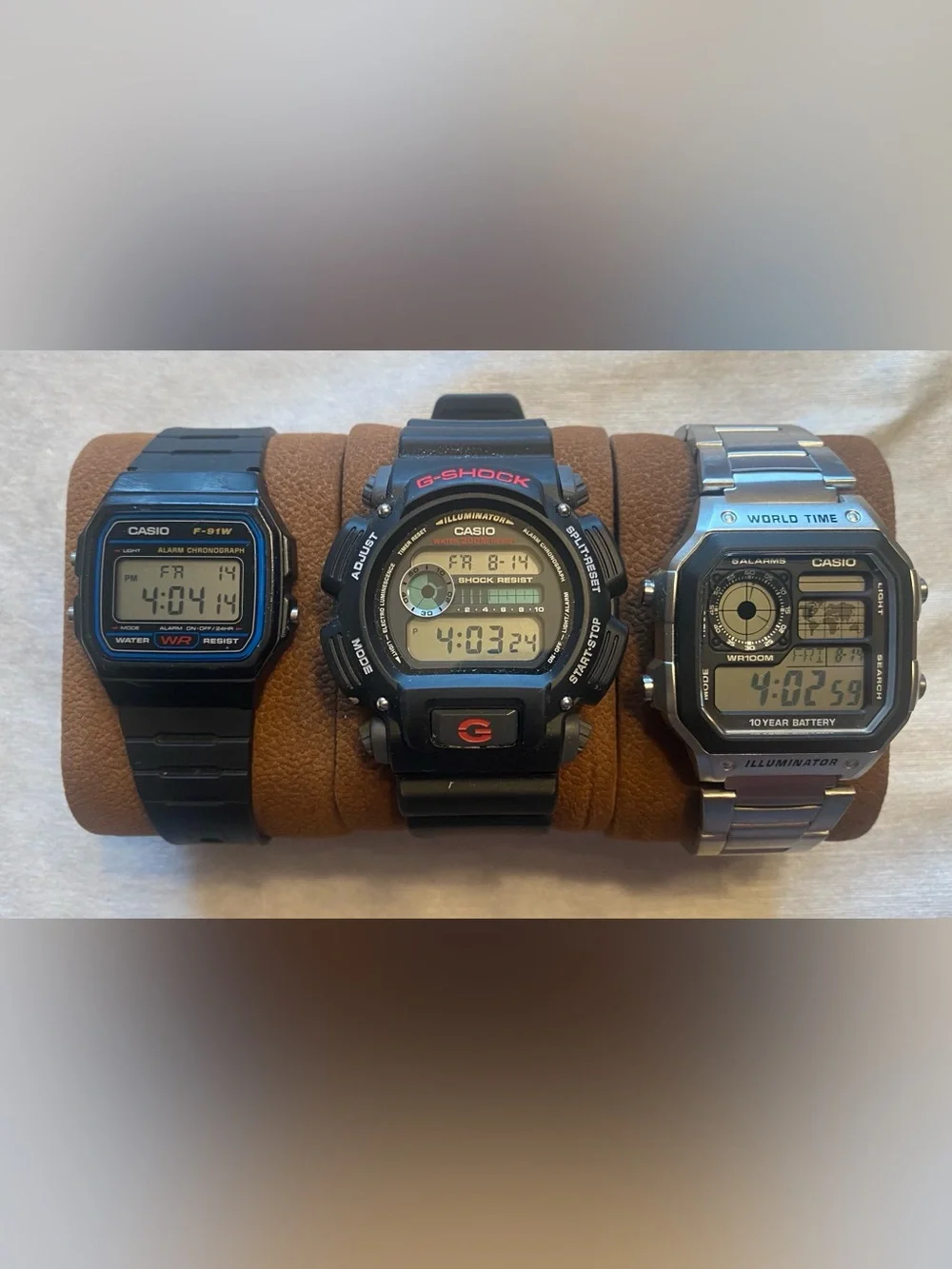 Casio Collection. F-91W - G-Shock DW-9052 - AE-1200WH World Time
